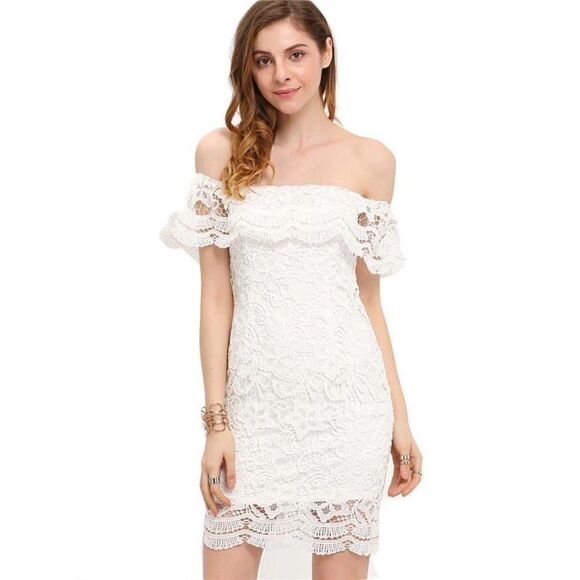 off the shoulder white lace dress NWOT